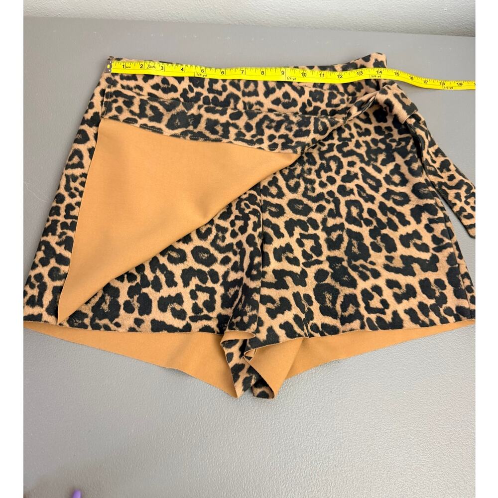 Zara Leopard Print Wrap Skort Mini Skirt Shorts Size S - Picture 2 of 9